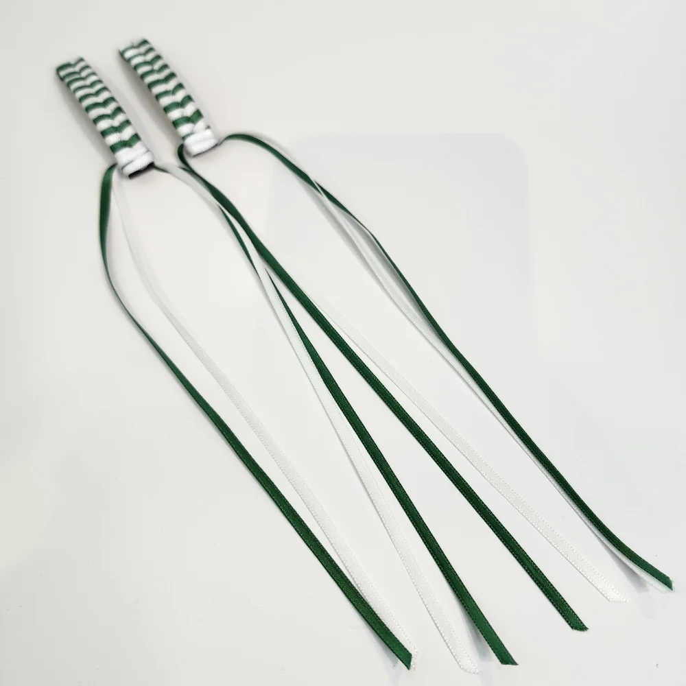Green White Ribbon Barrette Set of 2 Retro 80s Vintage St. Patrick's Day‎ Irish